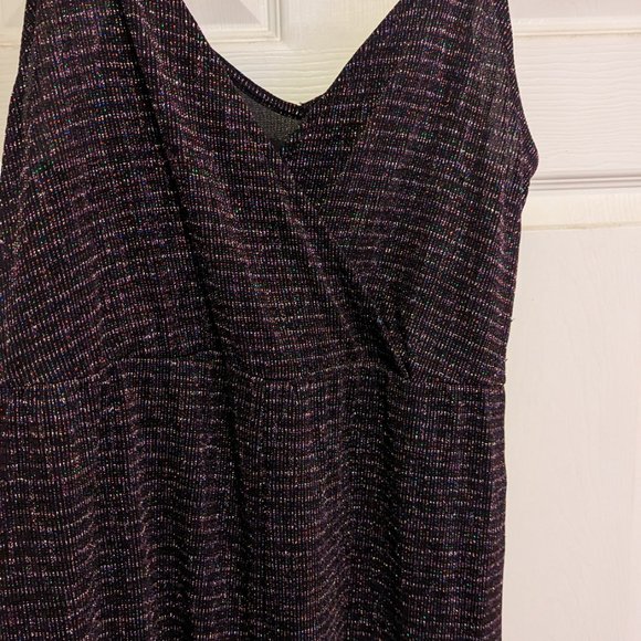 WOMEN'S WILD FABLE SLEEVELESS V-NECK SPARKLE WRAP JUMPSUIT BLACK LARGE - Picture 4 of 5